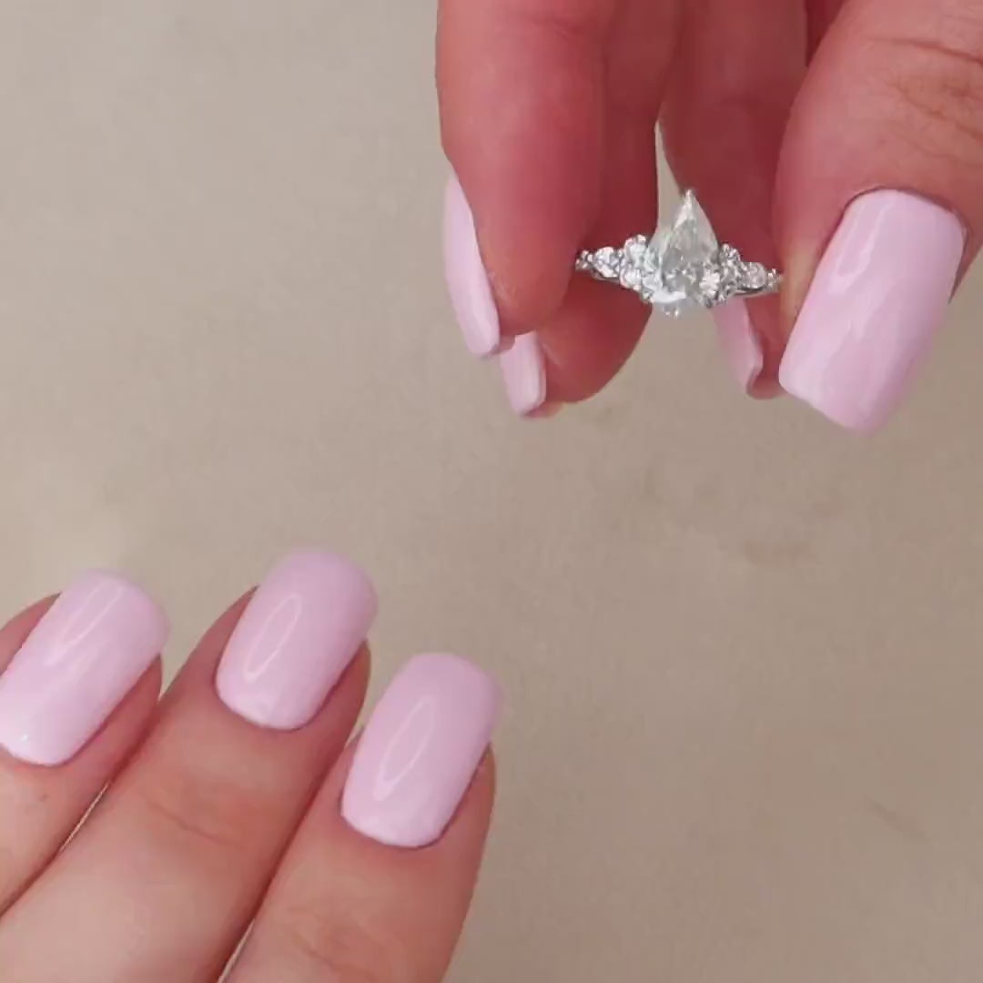1.50 CT Pear Cluster Moissanite Engagement Ring